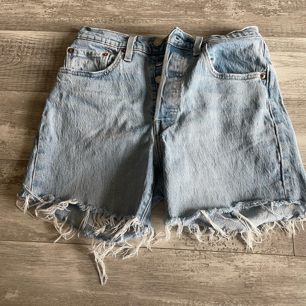 Levi's Light Blue Distressed Jean Shorts